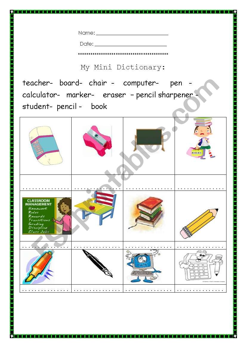 Classroom worksheet