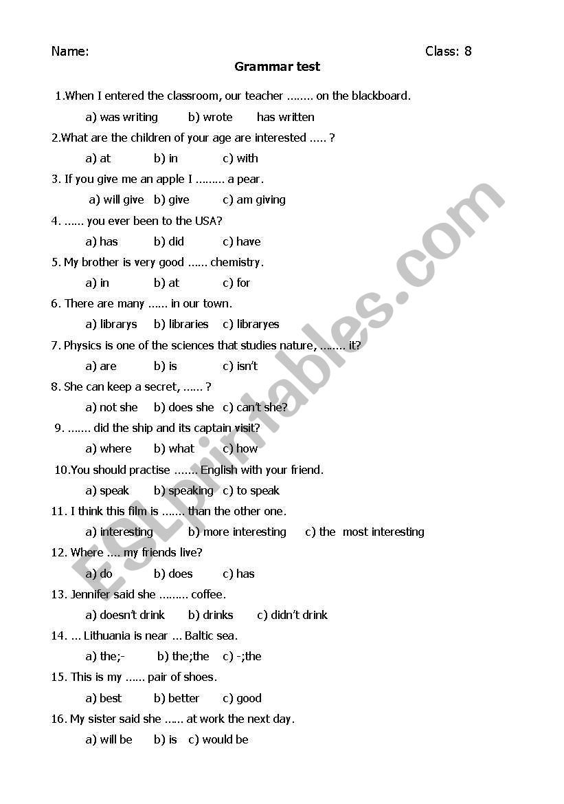Mixed tenses worksheet