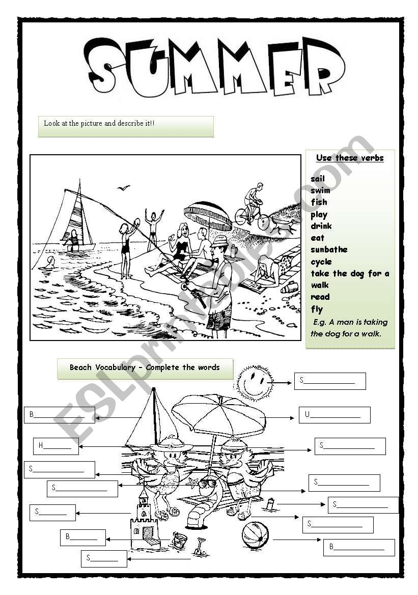 Summer activities worksheet