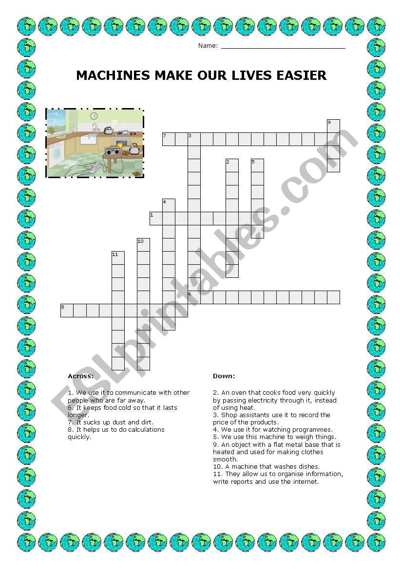 electric appliances crossword worksheet