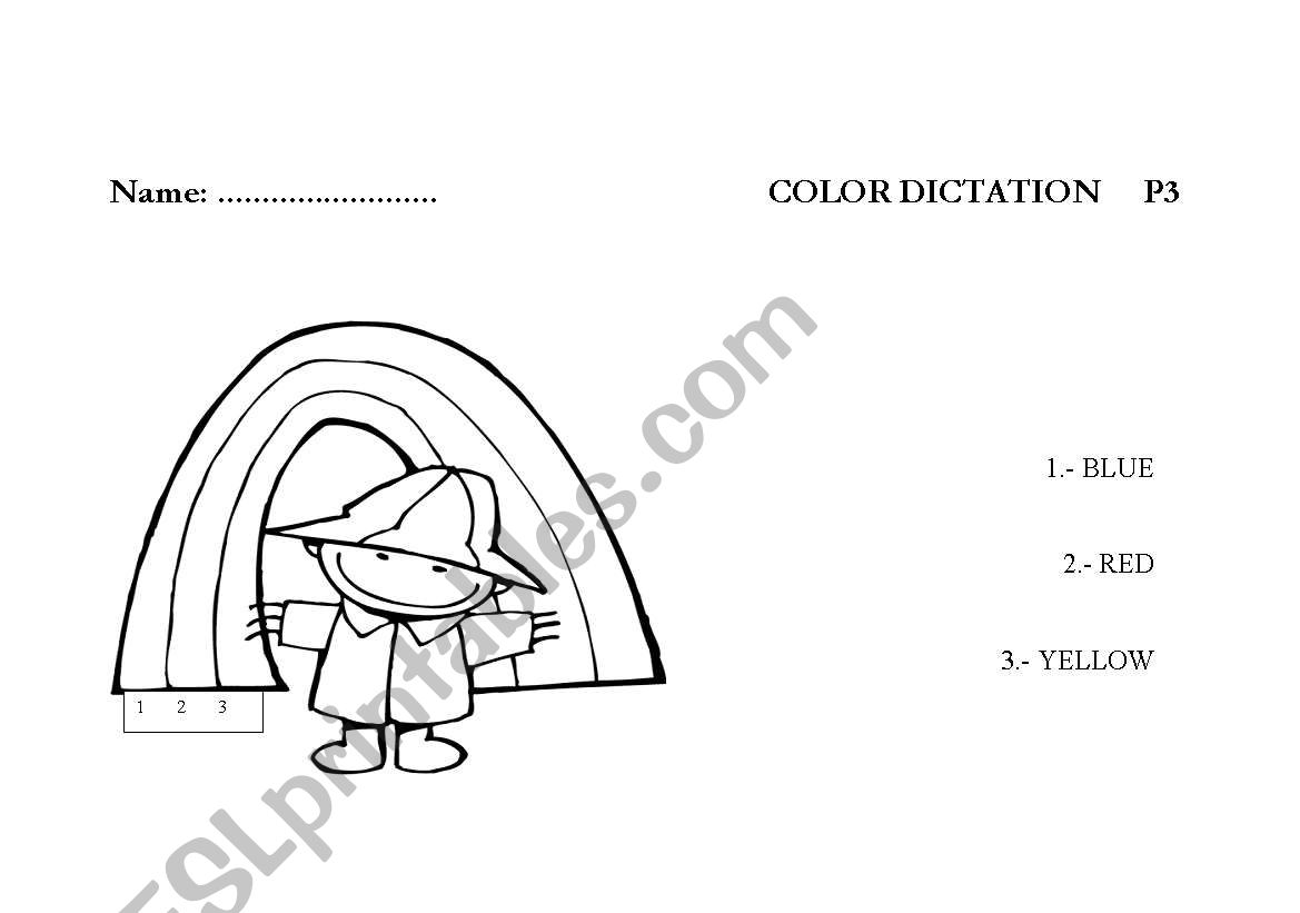 Colour dictation worksheet
