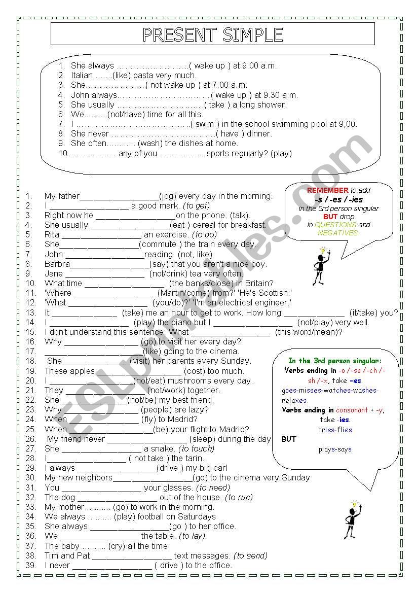 PRESENT SIMPLE worksheet