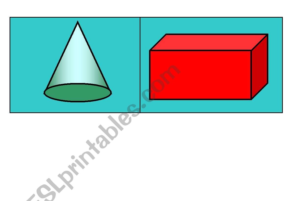 3D shapes flashcards worksheet