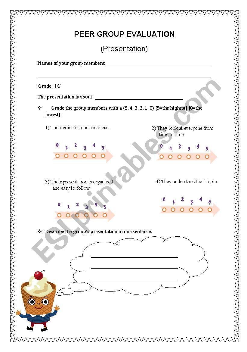 Peer Evaluation worksheet