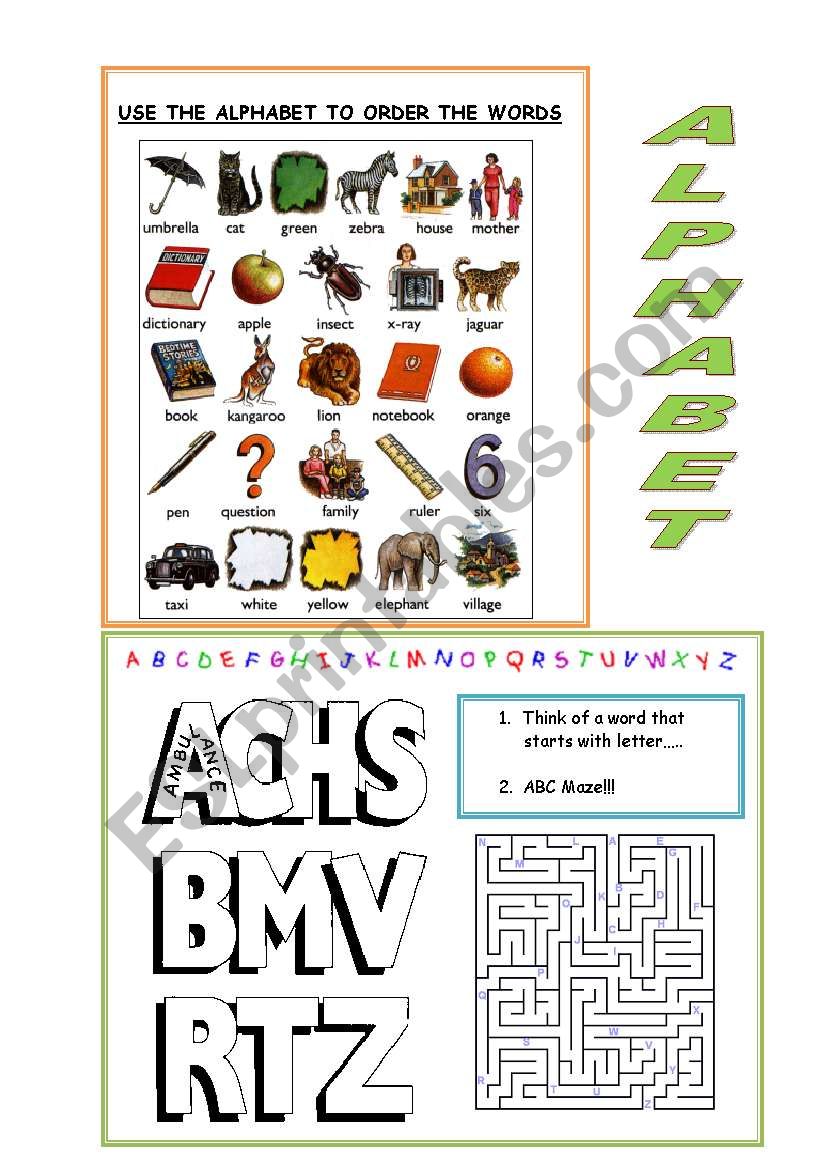 Alphabet exercises worksheet