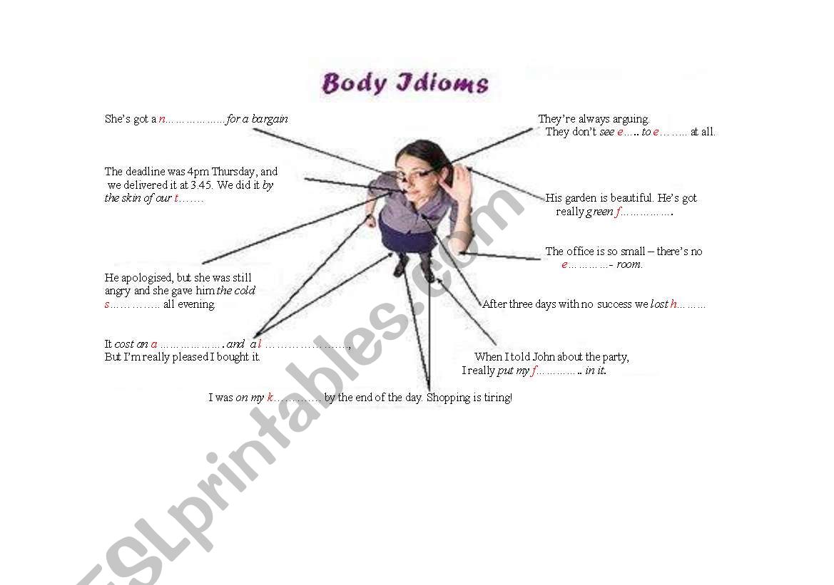 Body Idioms worksheet