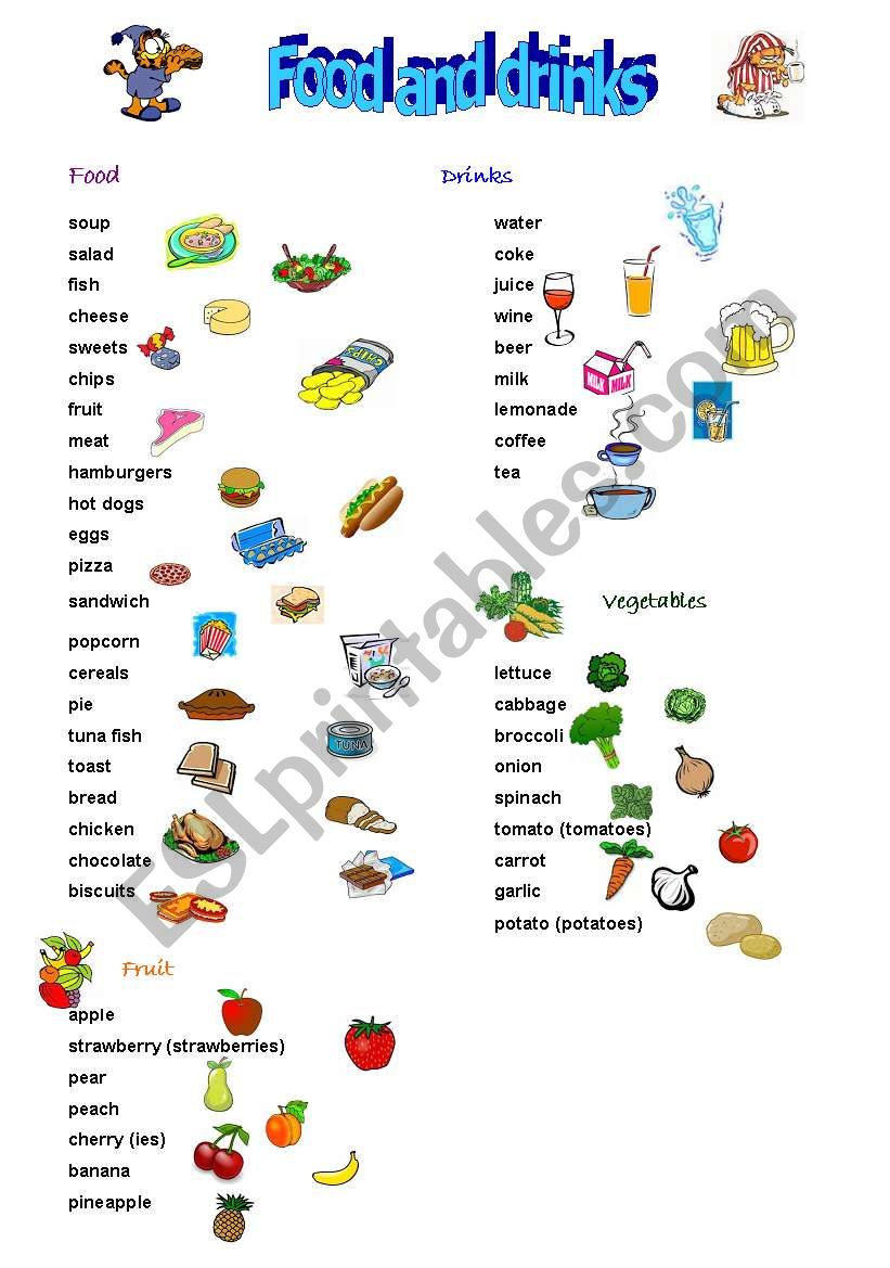 Food and drinks worksheet