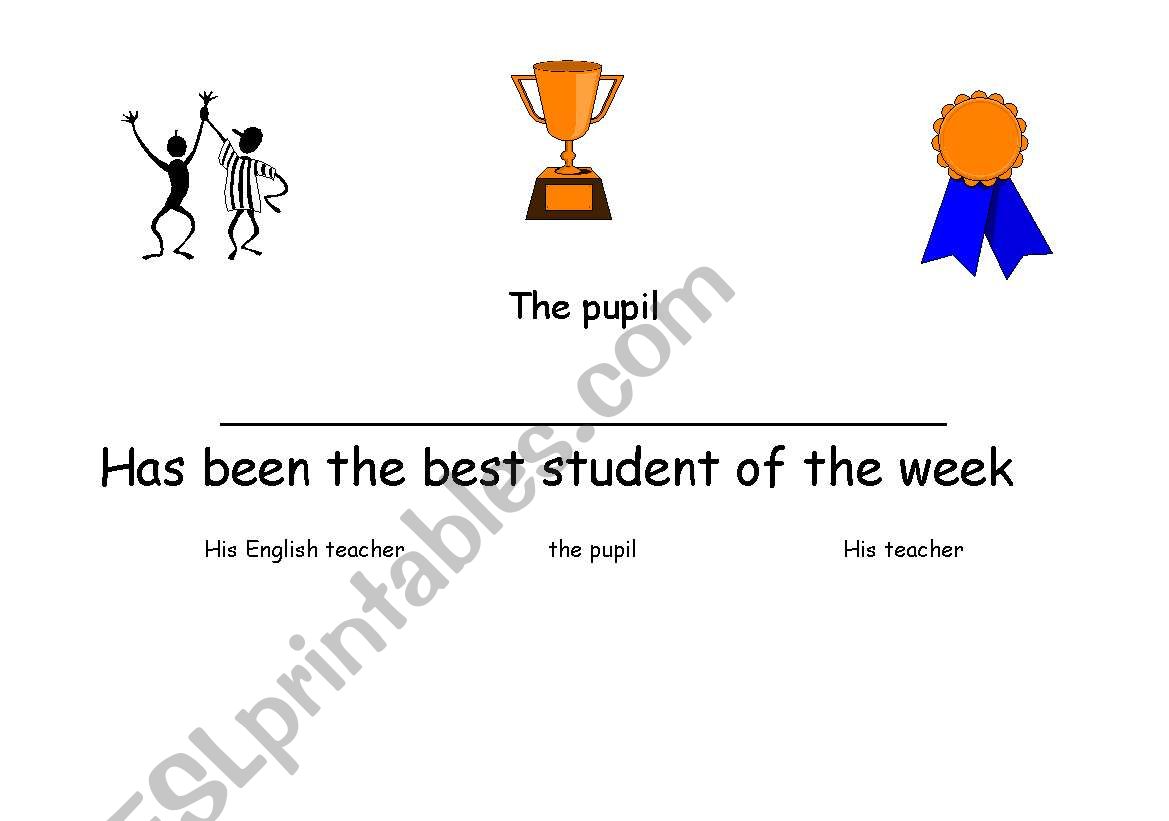 Diplomas for the best pupils of the week