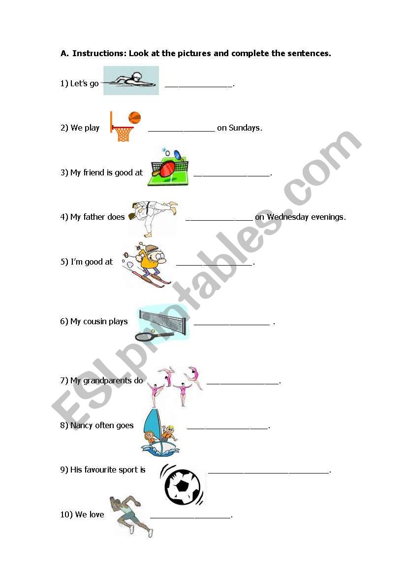 sports worksheet