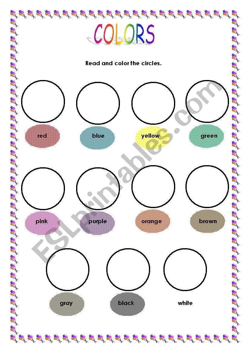 COLORS worksheet