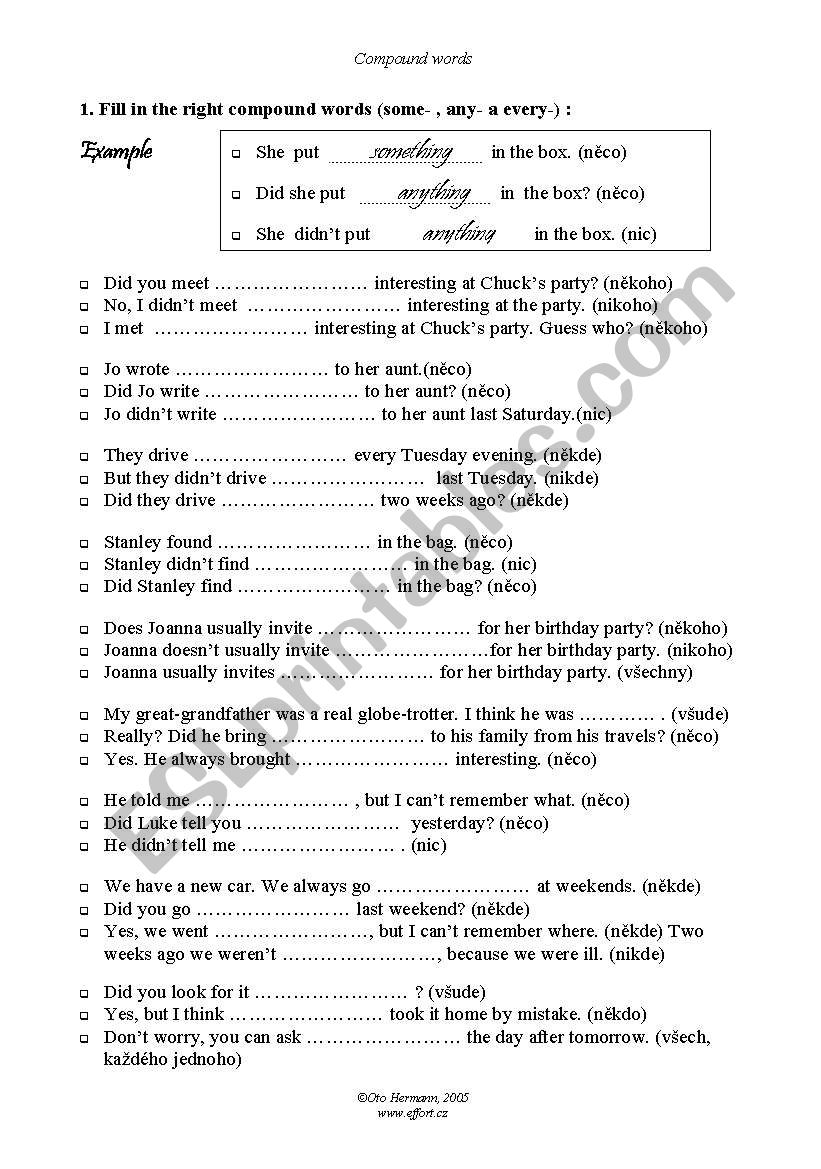 Compound words worksheet