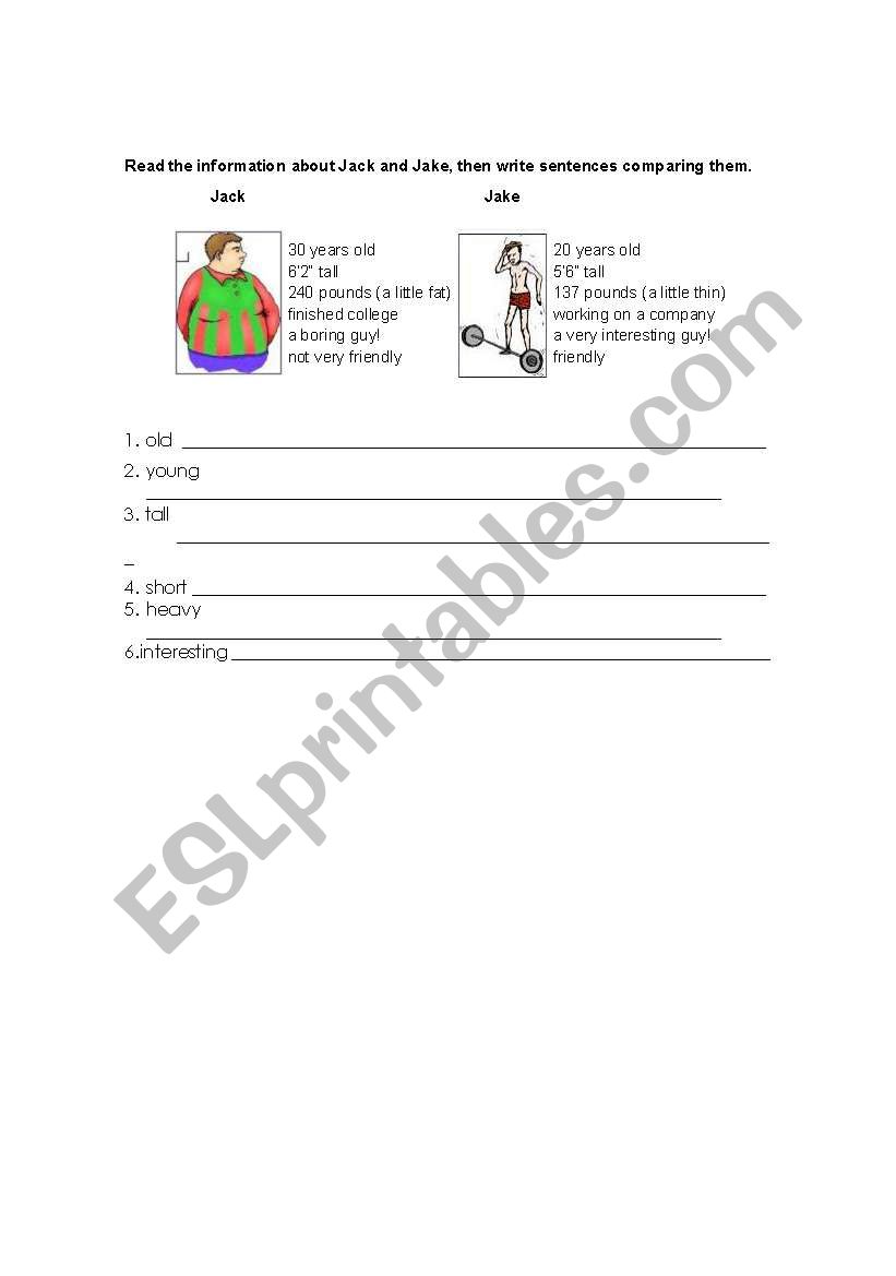 Jack and Jake worksheet