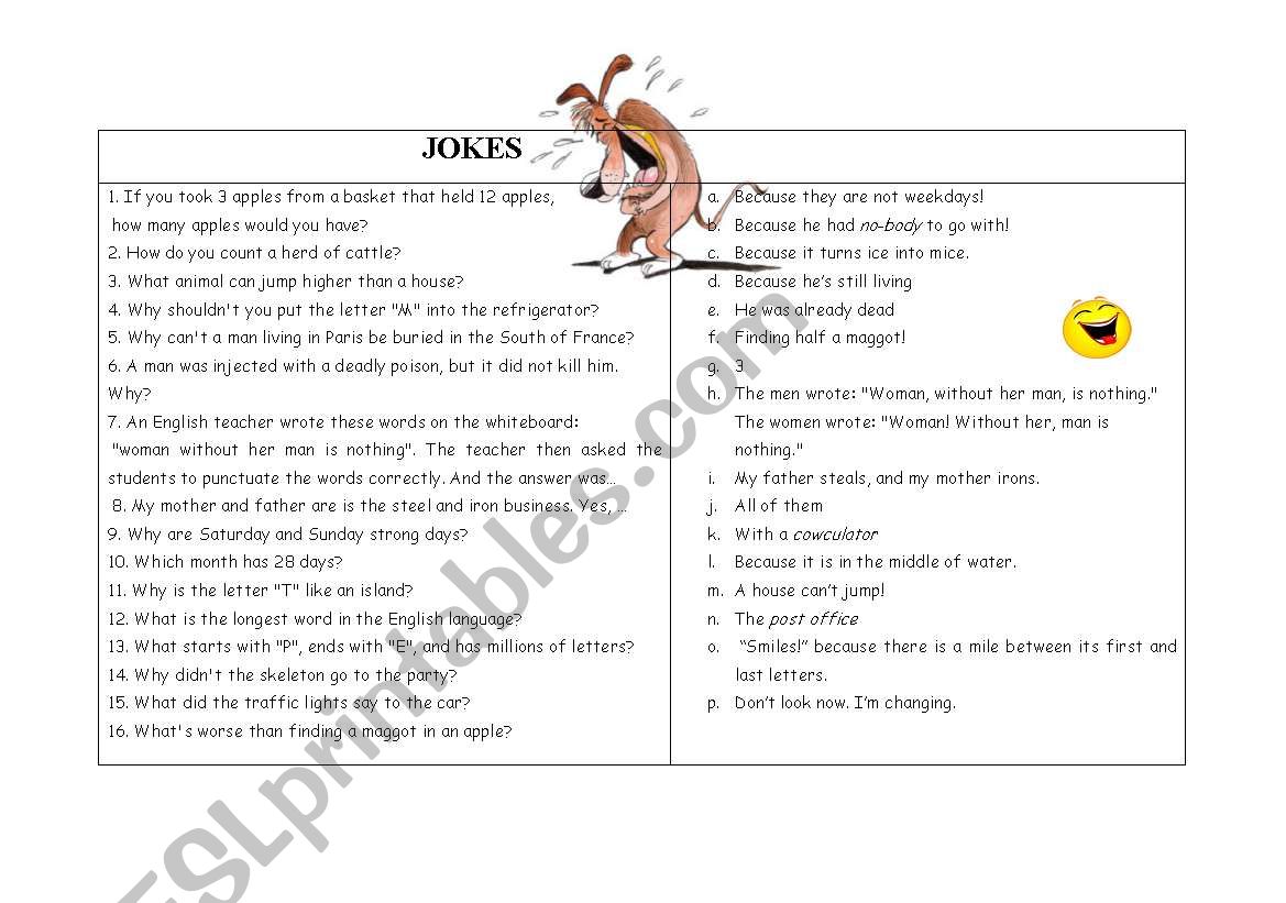 ENGLISH JOKES! worksheet