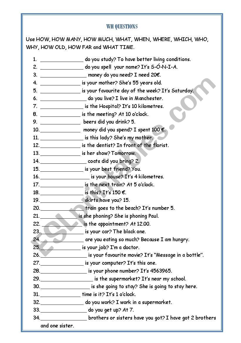 WH-questions worksheet