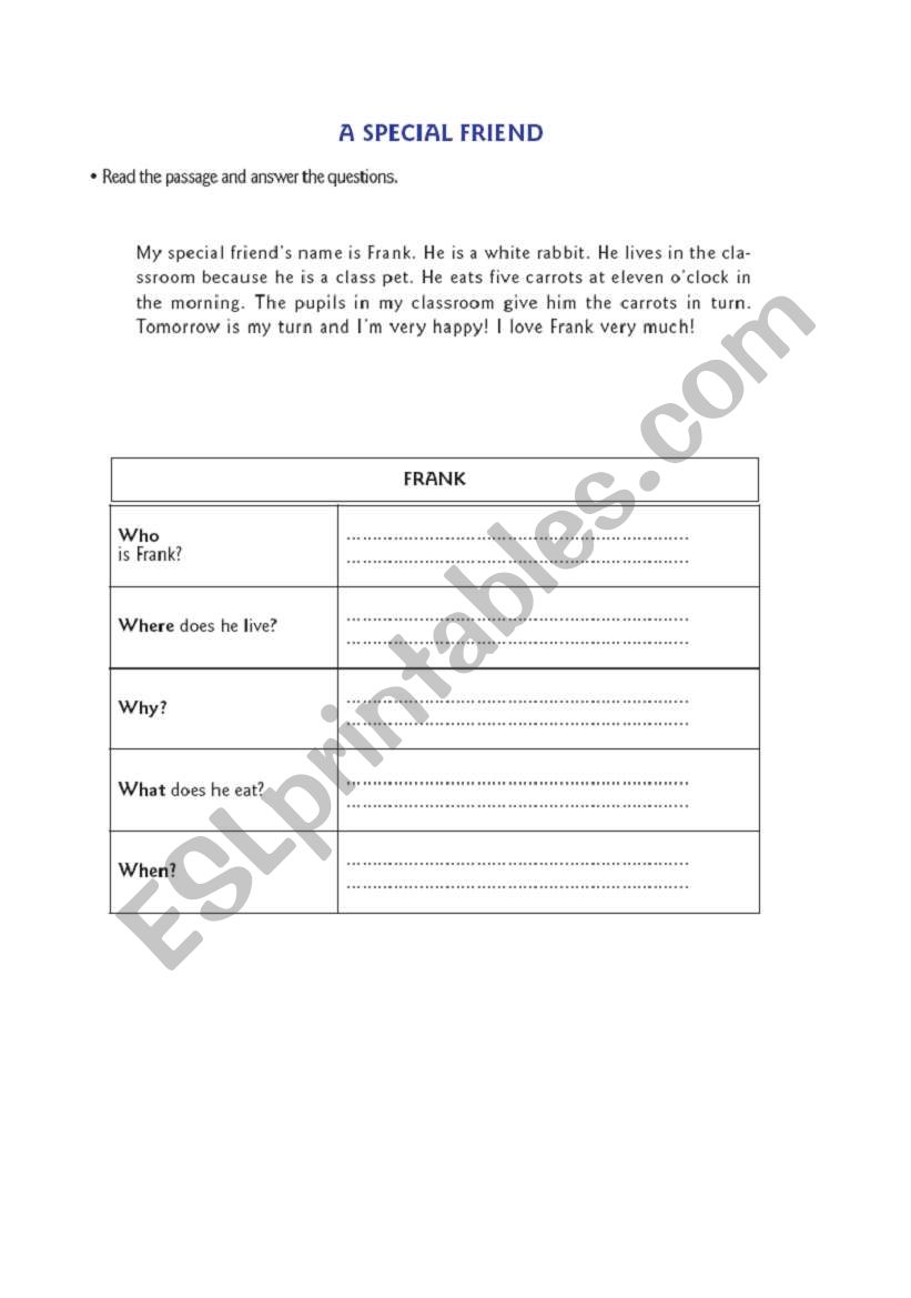 a special friend worksheet