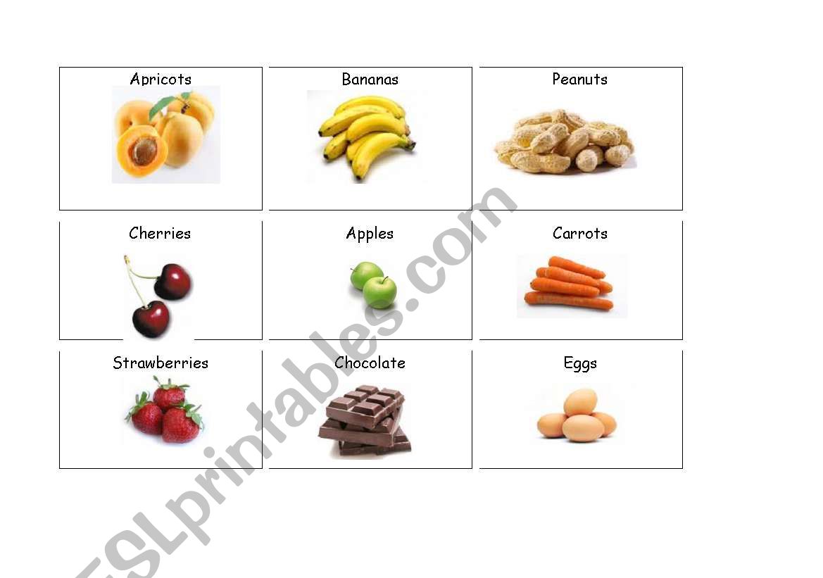 food flashcards 1 worksheet