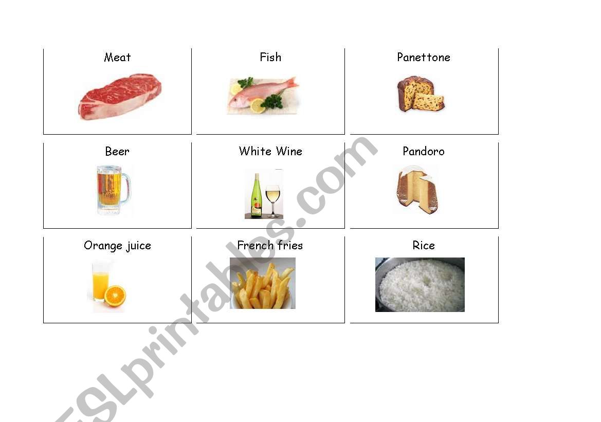 food flashcards 2 worksheet