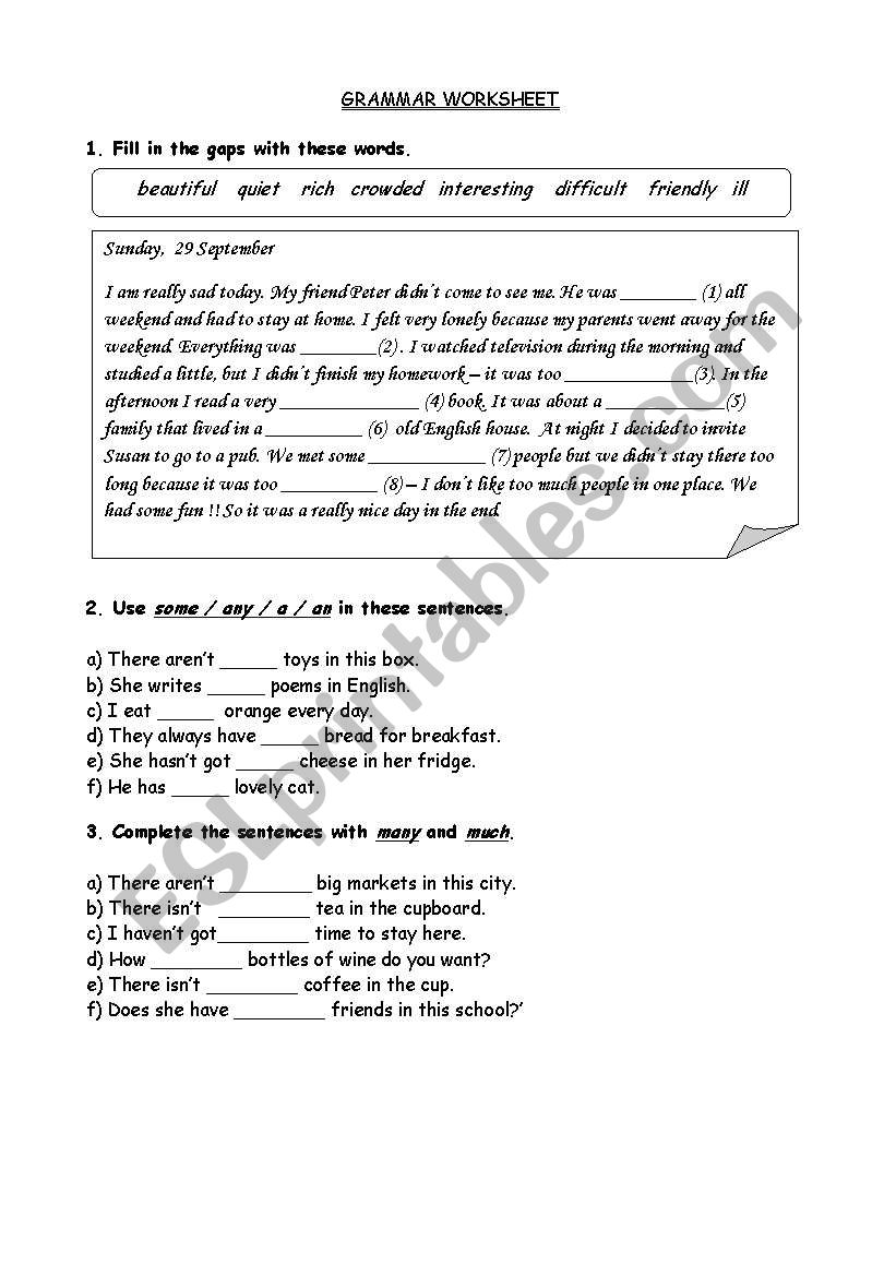 Grammar Worksheet worksheet