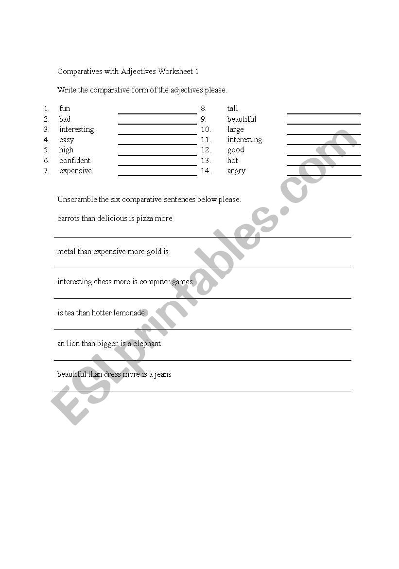 comparative/superlative exersices