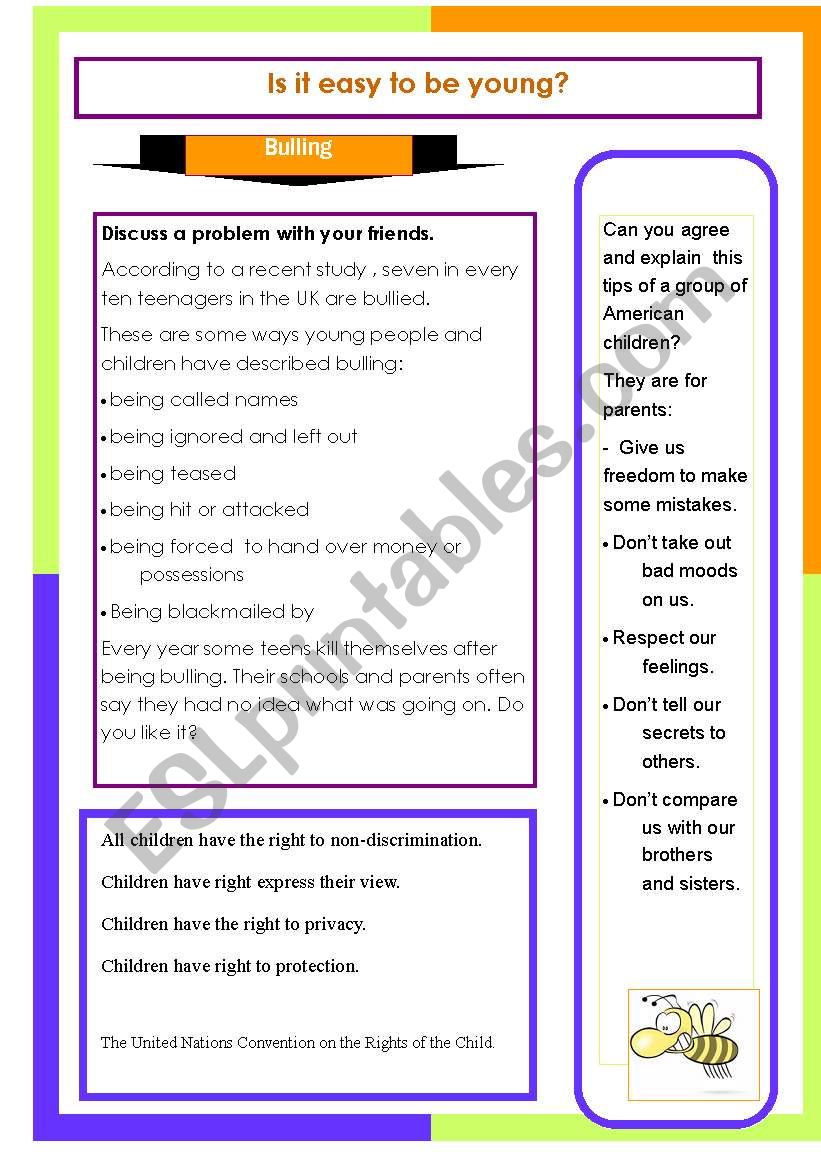 Youth Problems worksheet