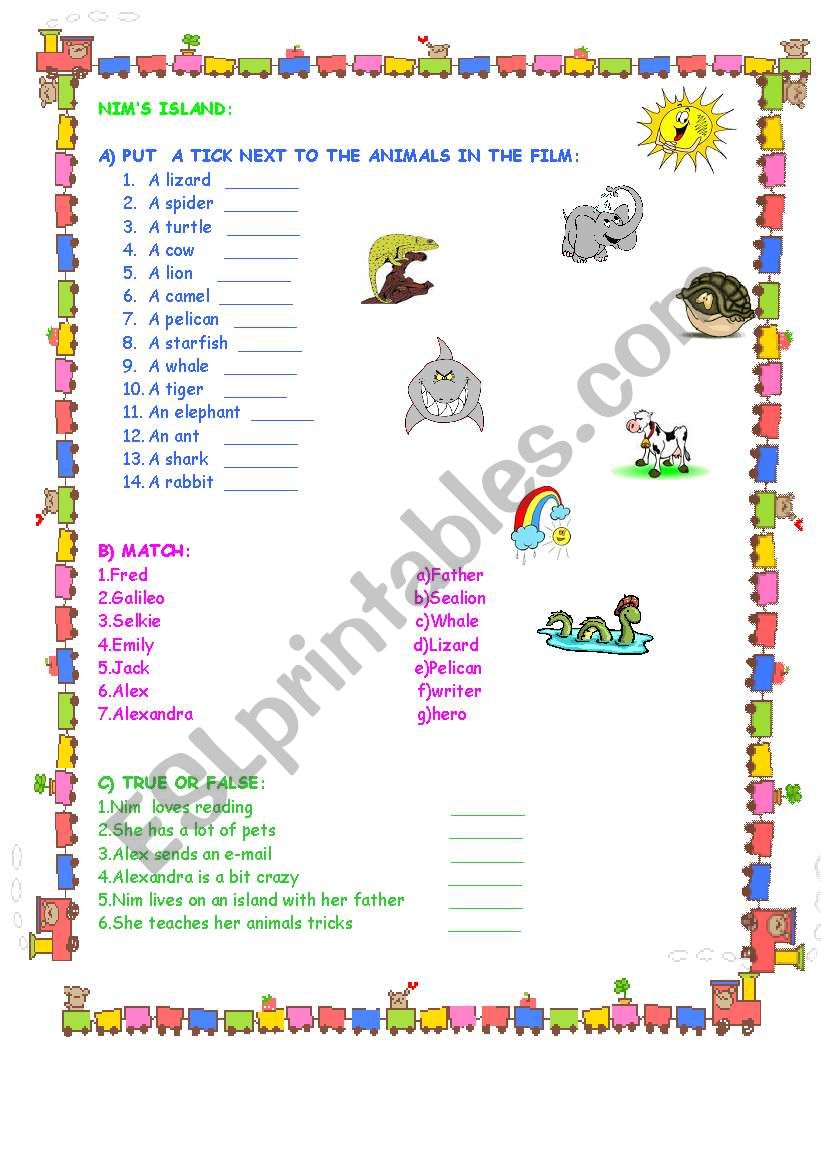 NIMS ISLAND worksheet