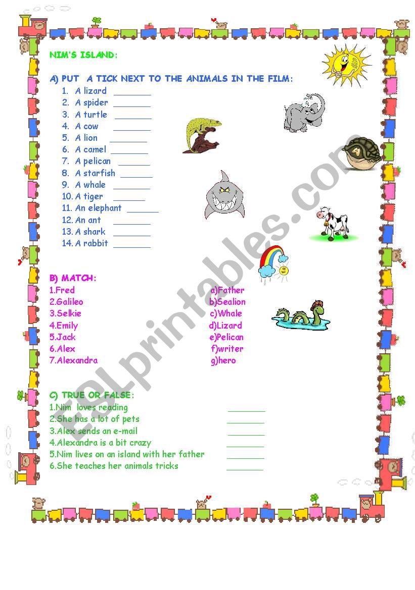 NIMS ISLAND worksheet