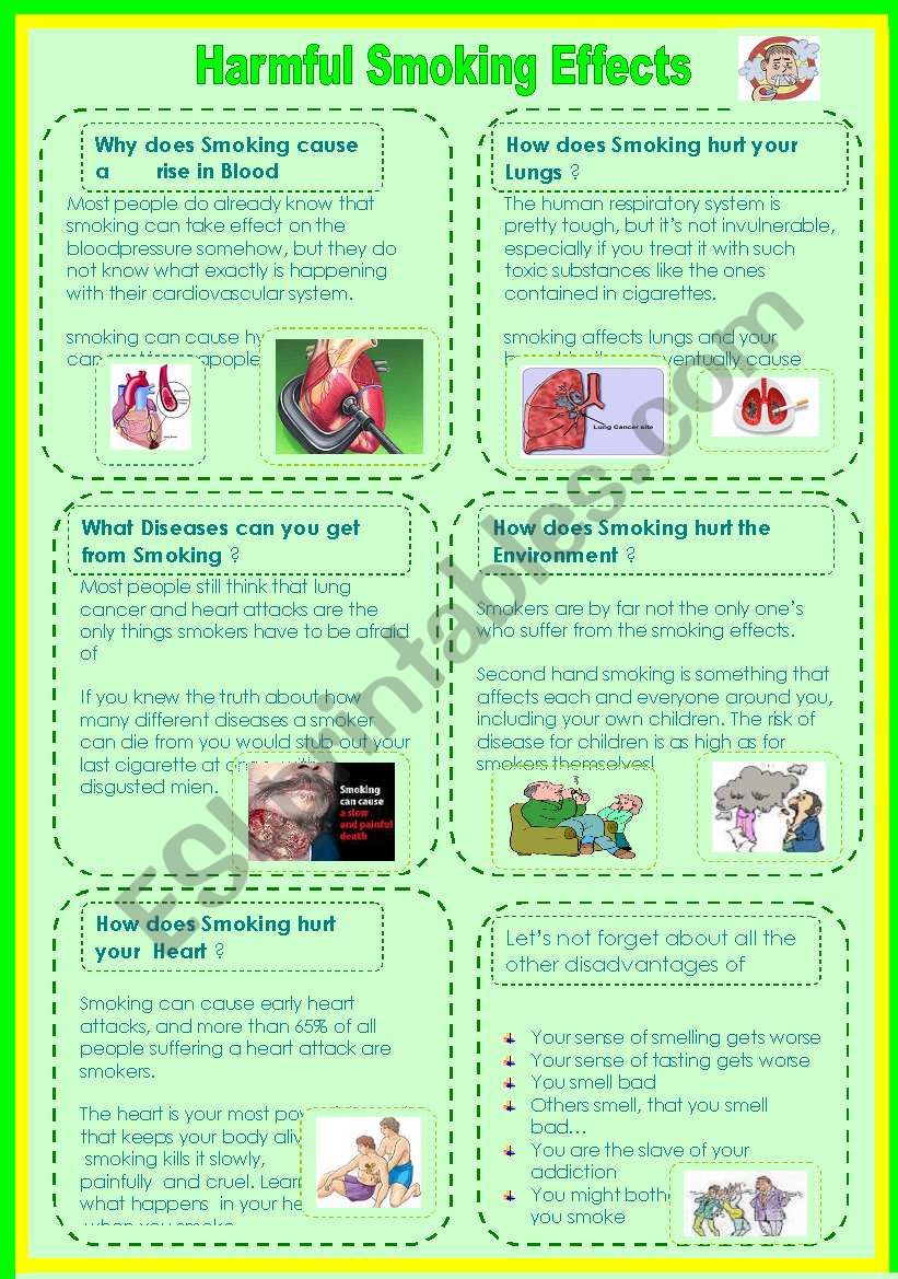 harmful effects of smoking +writing