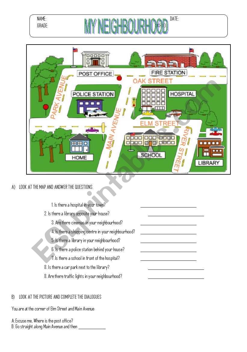 Places exercise worksheet