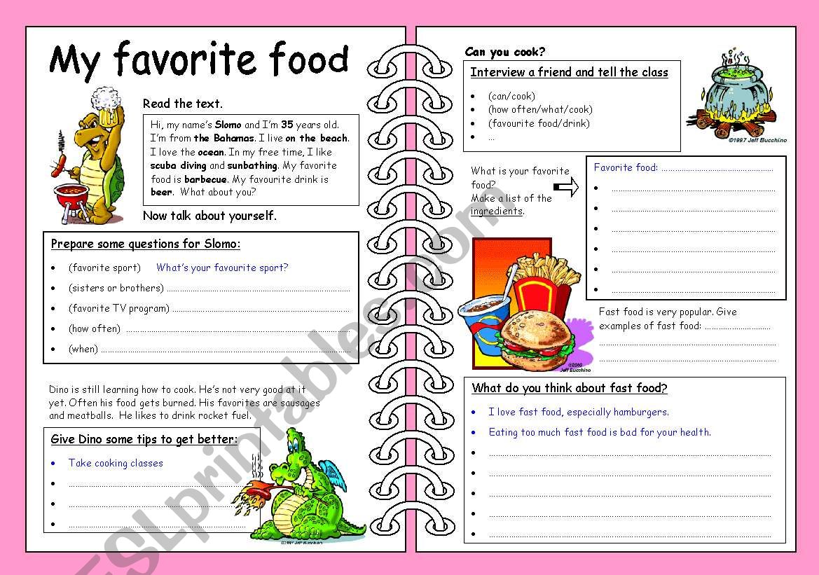 My Favorite Food Worksheet For Kids