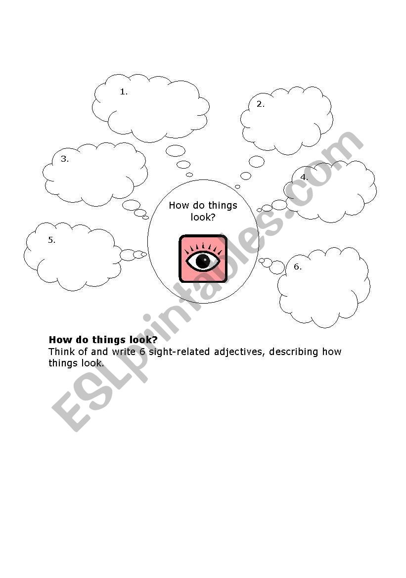 Adjectives - describing sight worksheet