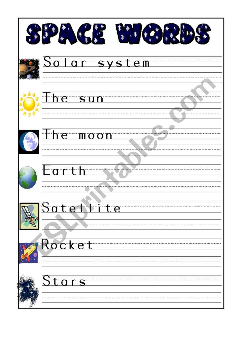 Space Words worksheet