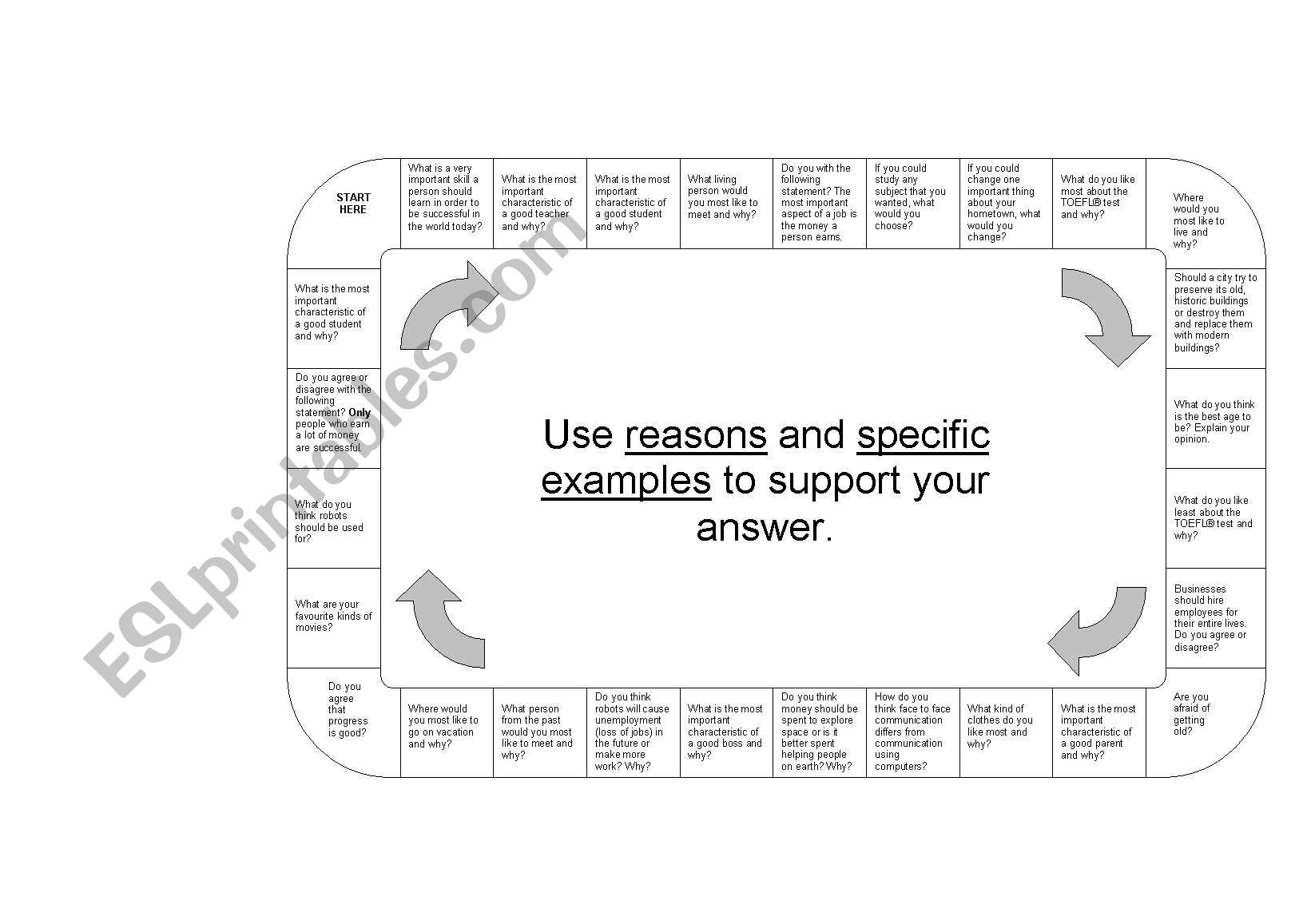 TOEFL Independent Speaking Practice BOARDGAME