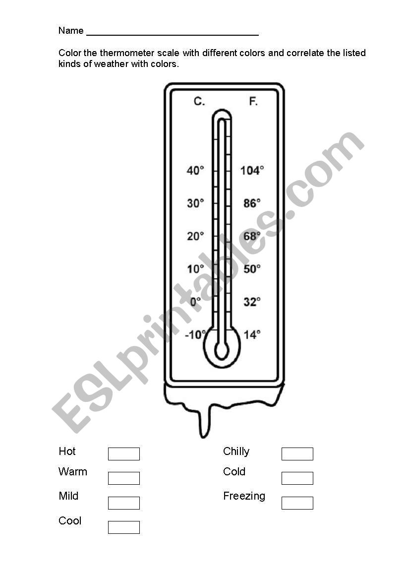 thermometer worksheet