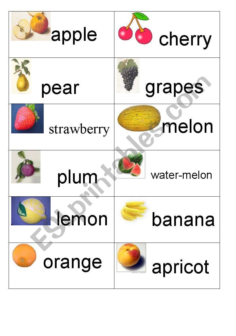 Food flash-cards worksheet