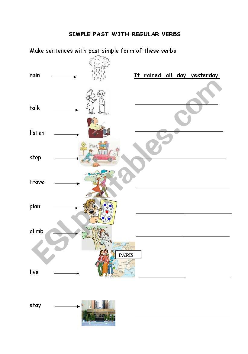 Simple Past Regular verbs worksheet