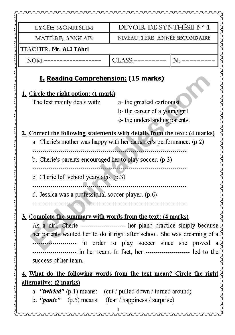 ENGLISH TEST  worksheet