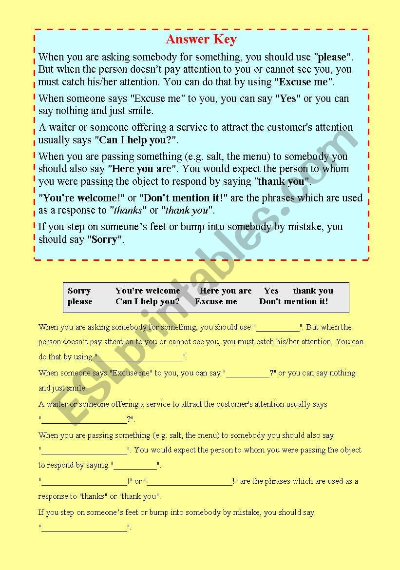 Basic phrases quiz worksheet