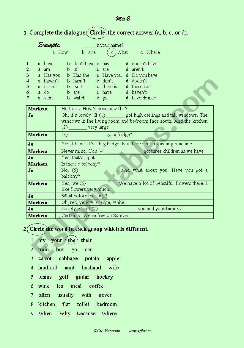 Test - Mix 2 worksheet