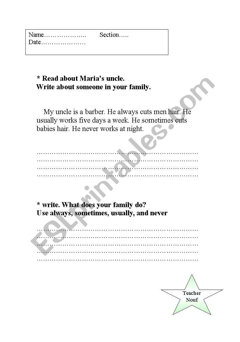 reading and writing worksheet