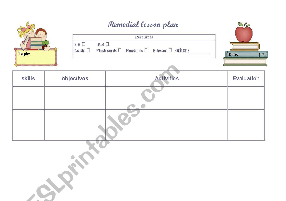 lesson plan layout worksheet