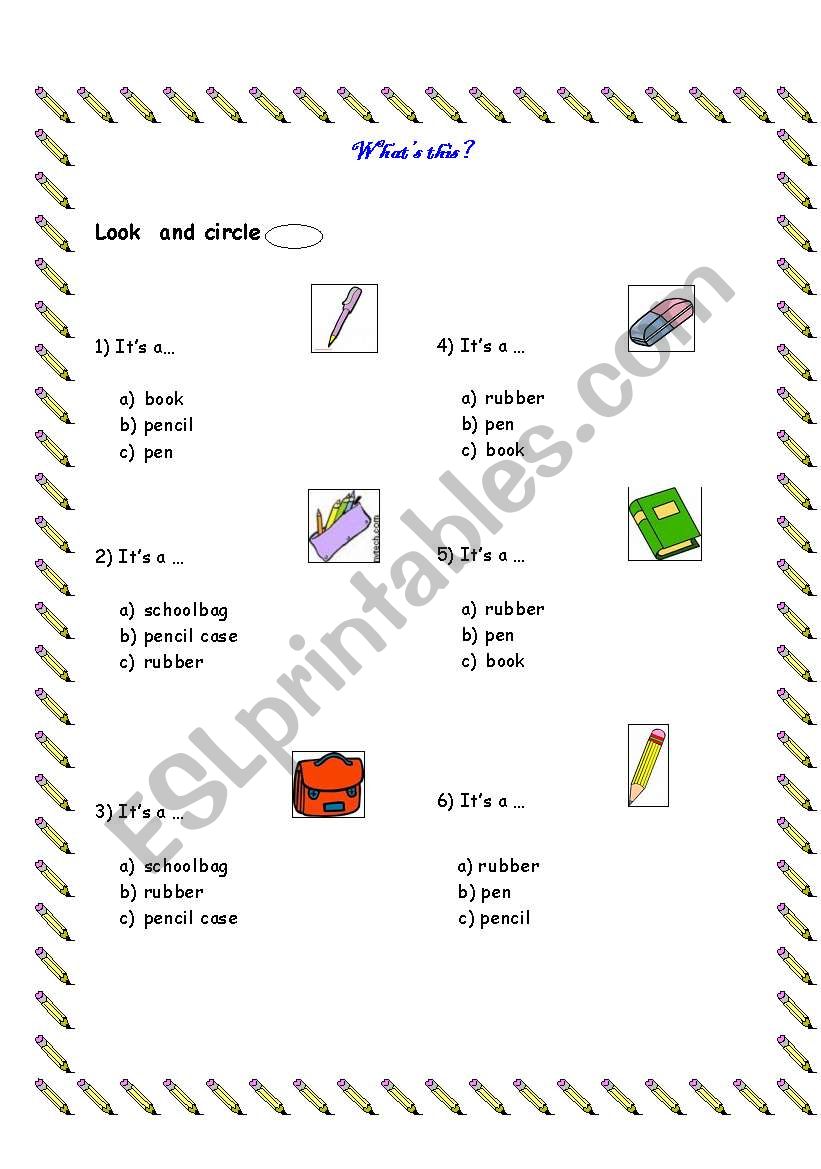 School Objects worksheet