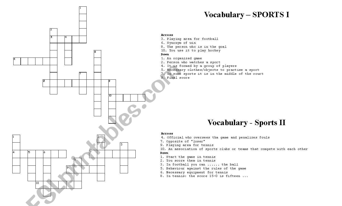 Vocabulary about sports worksheet