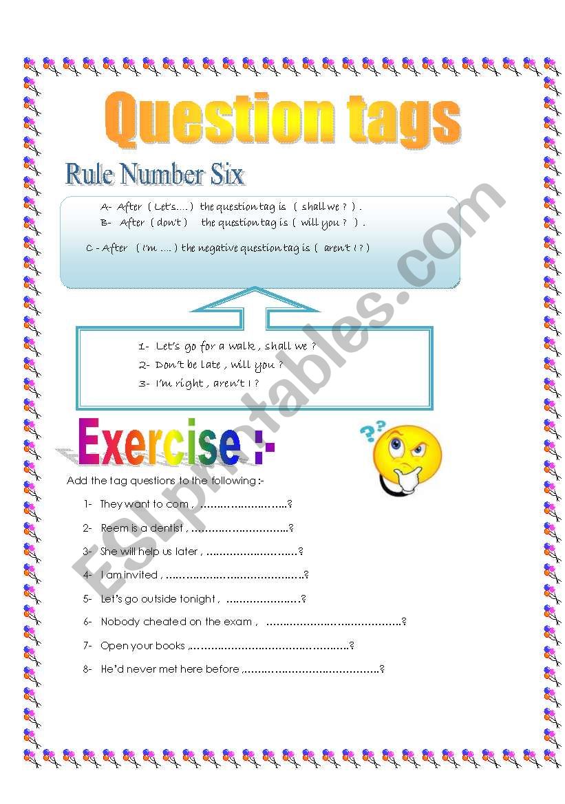 question tags worksheet