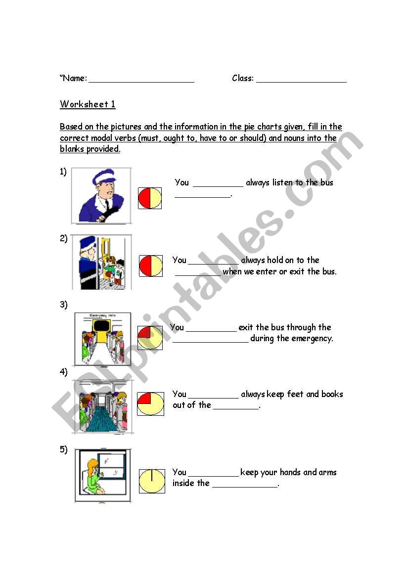 Modals + safety on the bus worksheet