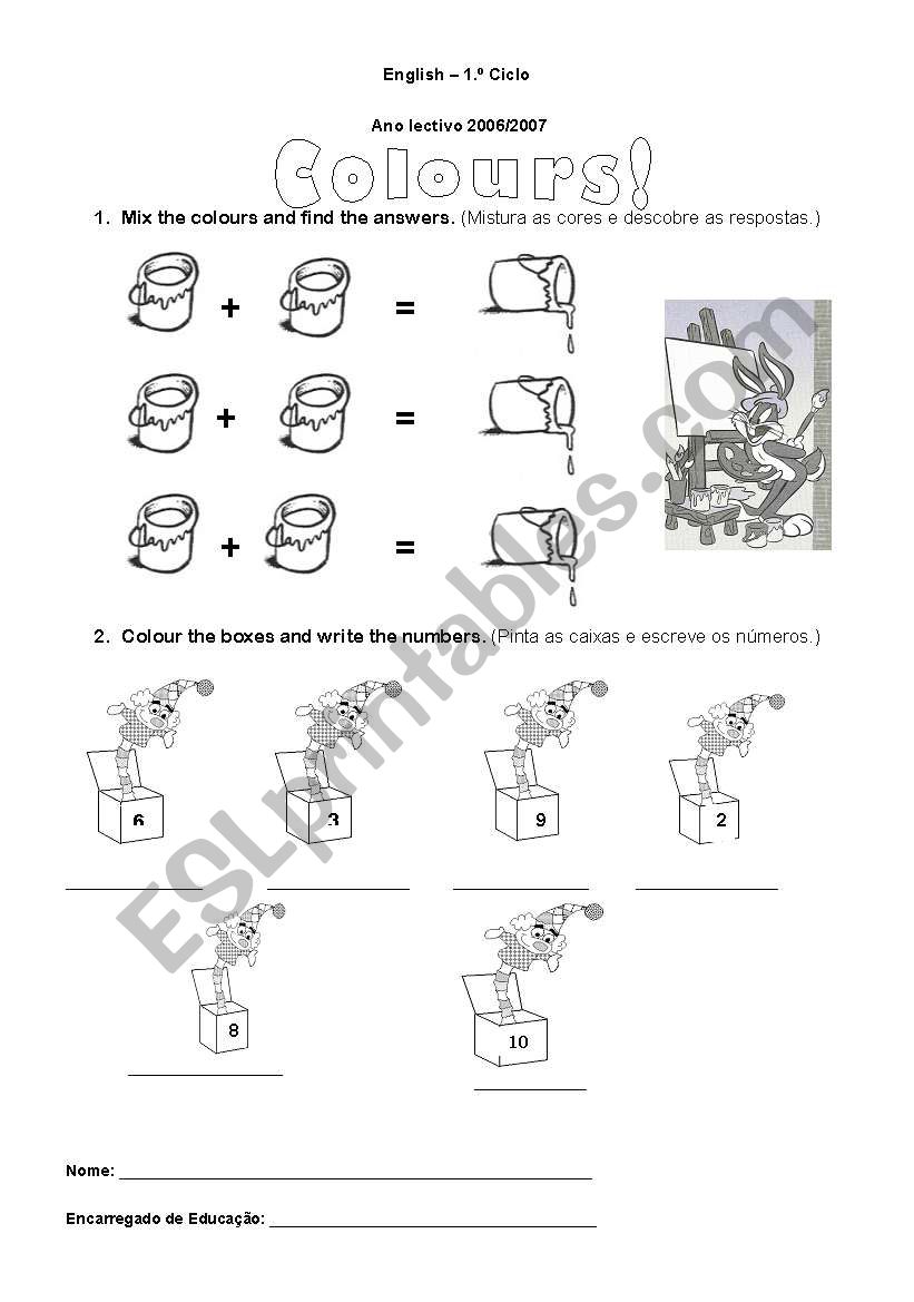 Mix the colours and count worksheet