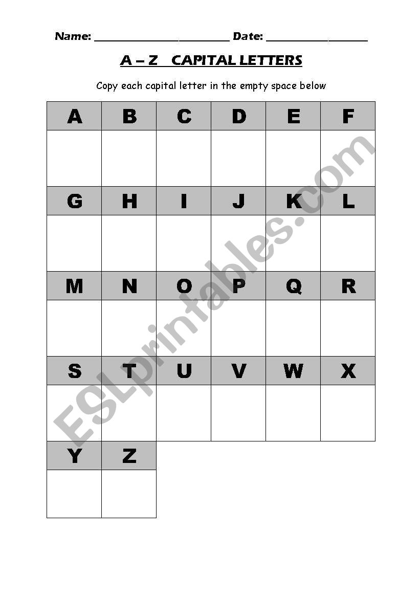 A-Z Capital letters worksheet