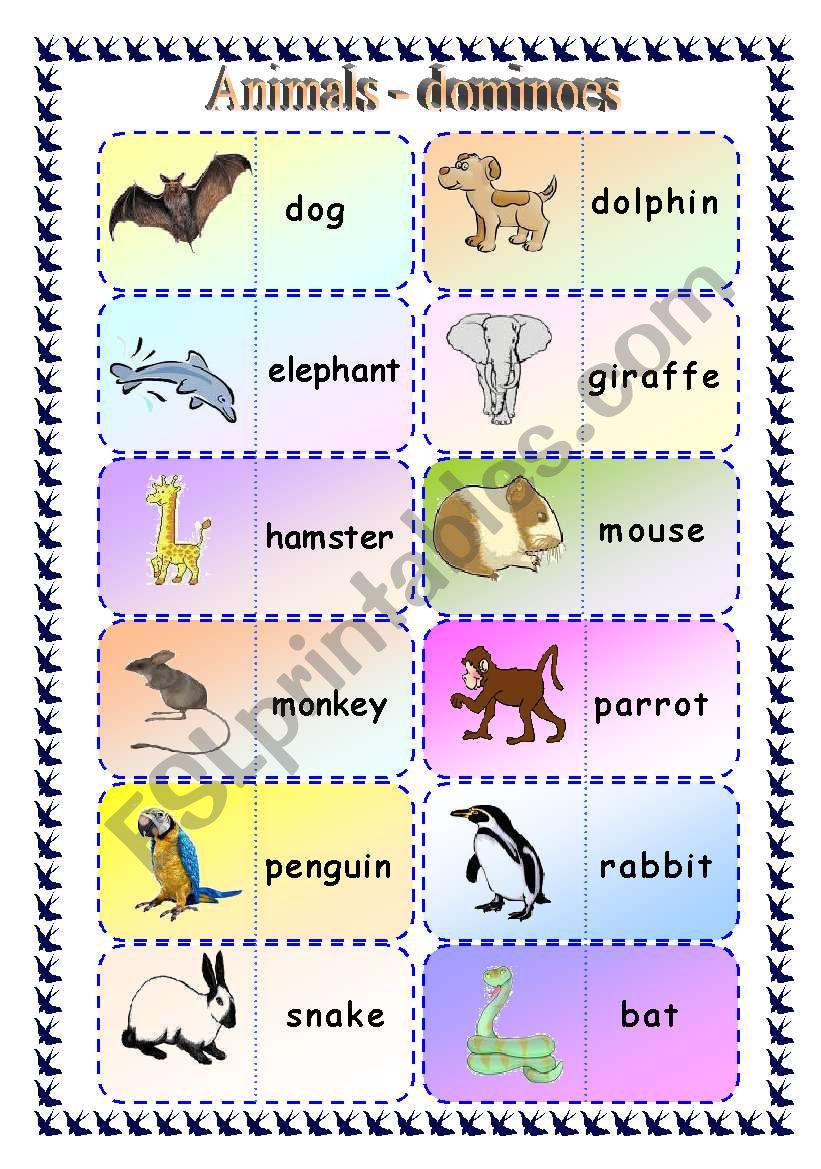 Animals - dominoes (fully editable)
