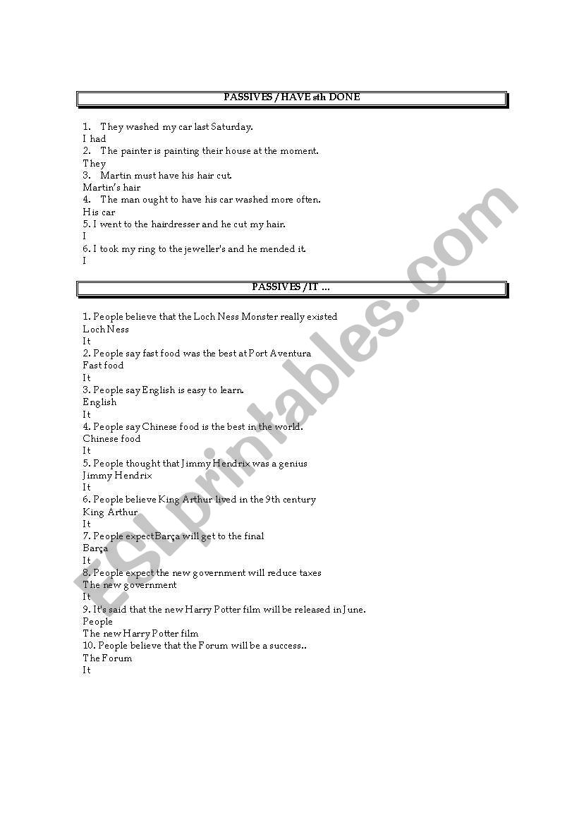 passive rephrasing (2) worksheet