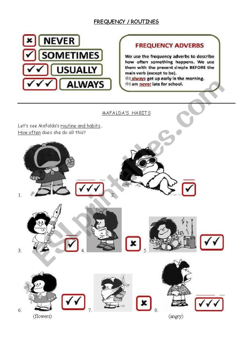 mafaldas routine and habits worksheet