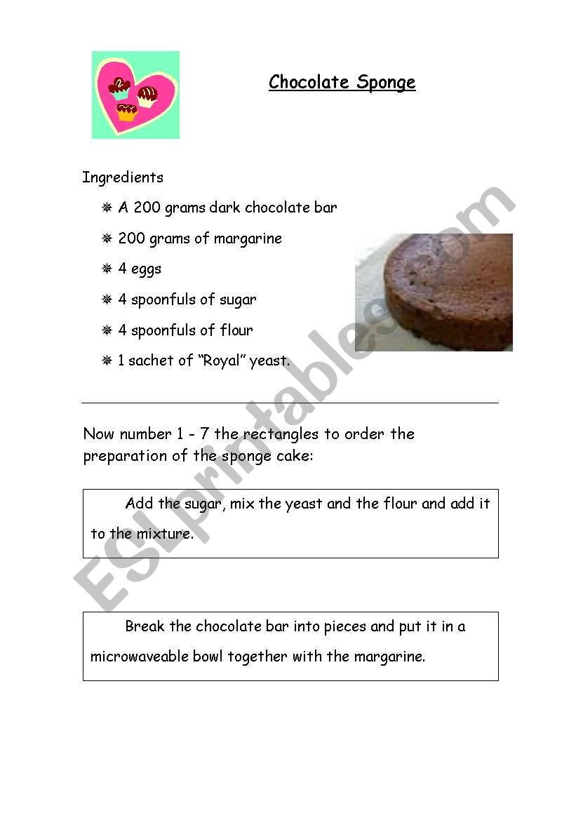 CHOCOLATE SPONGE RECIPE worksheet